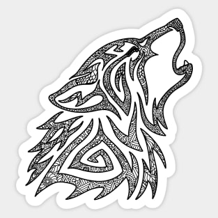 Tribal Wolf Howl Mandala Sticker